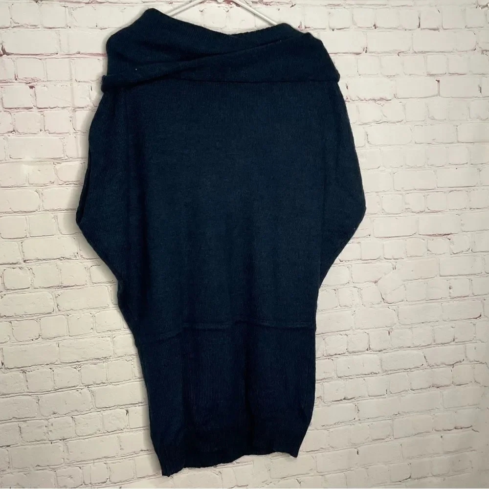 Chiaramente Women’s Sweater Tunic Dress Alpaca Mohair Wool Cowl Neck Teal Size M - Picture 10 of 12